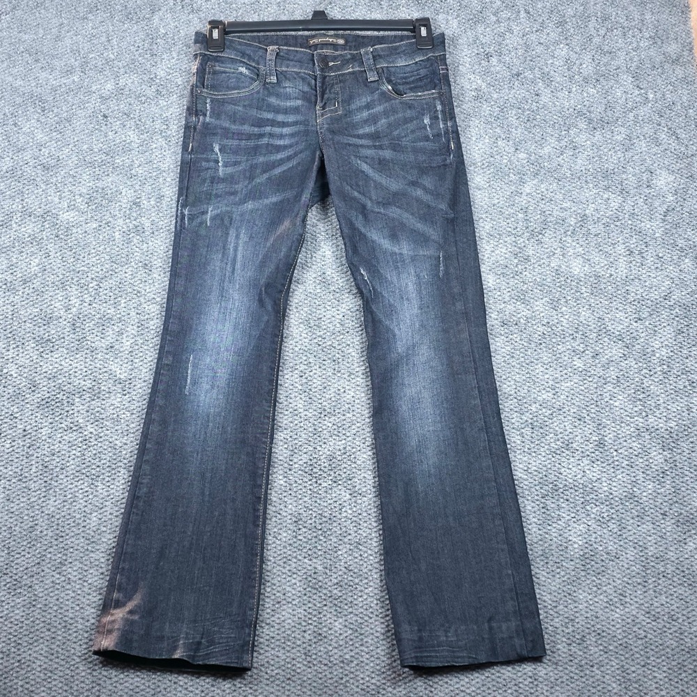 Underground Soul Womens Dark Wash Bootcut Jeans Distressed‎ Style Size 7
